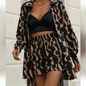 Polyester long sleeve short set